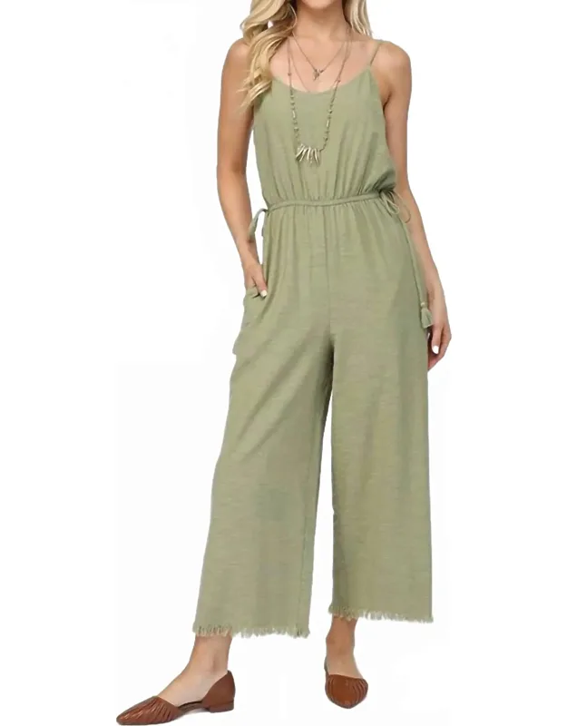 Ester Sleeveless Jumpsuit With Waist Tassel