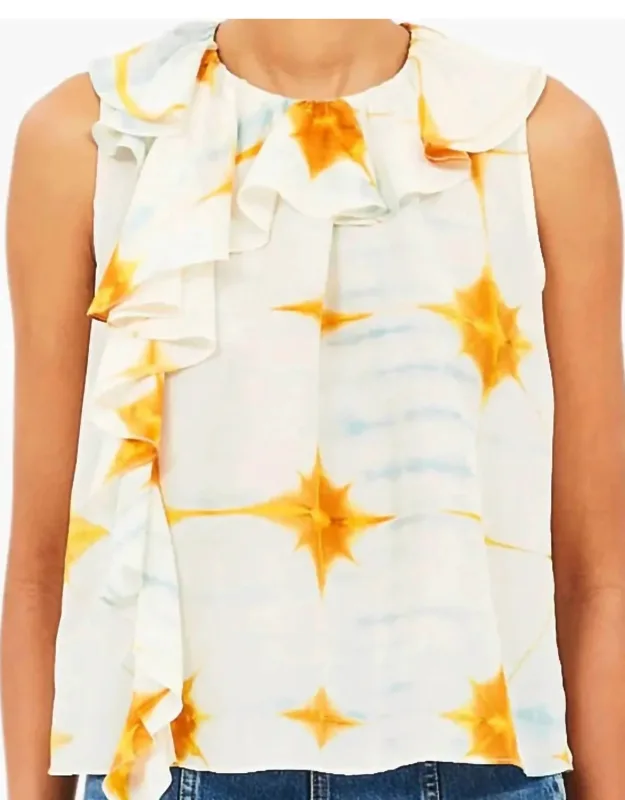 Nya Sleeveless Top With Ruffle Detailing And Keyhole Closure
