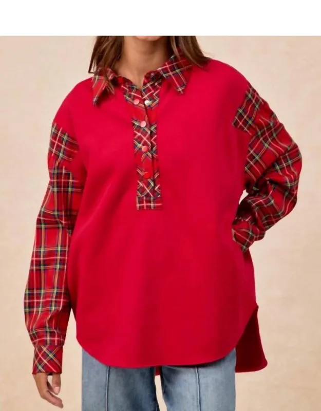 Plaid Collared Top