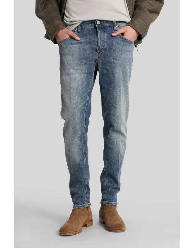 Pt Torino Aw0320 Jeans, Button And Zip Closure, Waist Belt Loops, Five Pockets, Back Patch Logo, Faded Effect, Skinny Fit