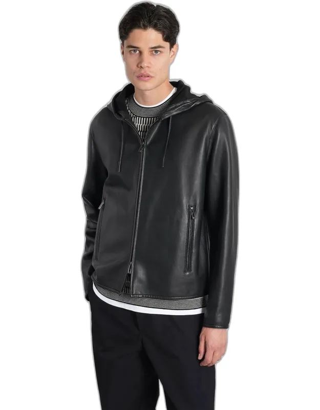 Jacket With Adjustable Hood And Double Zip Closure