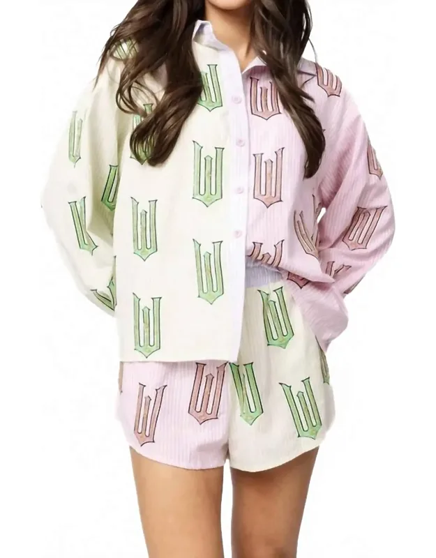Licensed Wicked Cotton Button Down Top