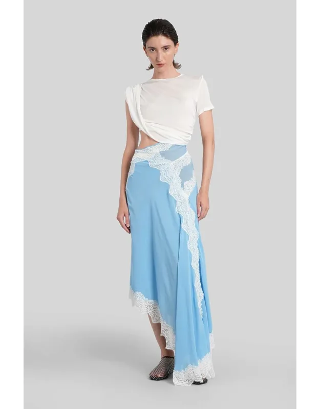 Long Dress With Lace Detail And Asymmetrical Hem