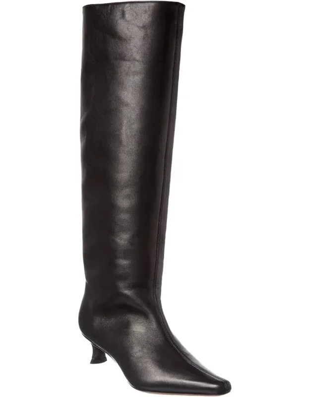 Stevie Kitten Leather Knee-high Boots