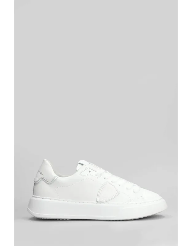 _temp Low Sneakers In White Leather With Round Toe And Rubber Outsole_