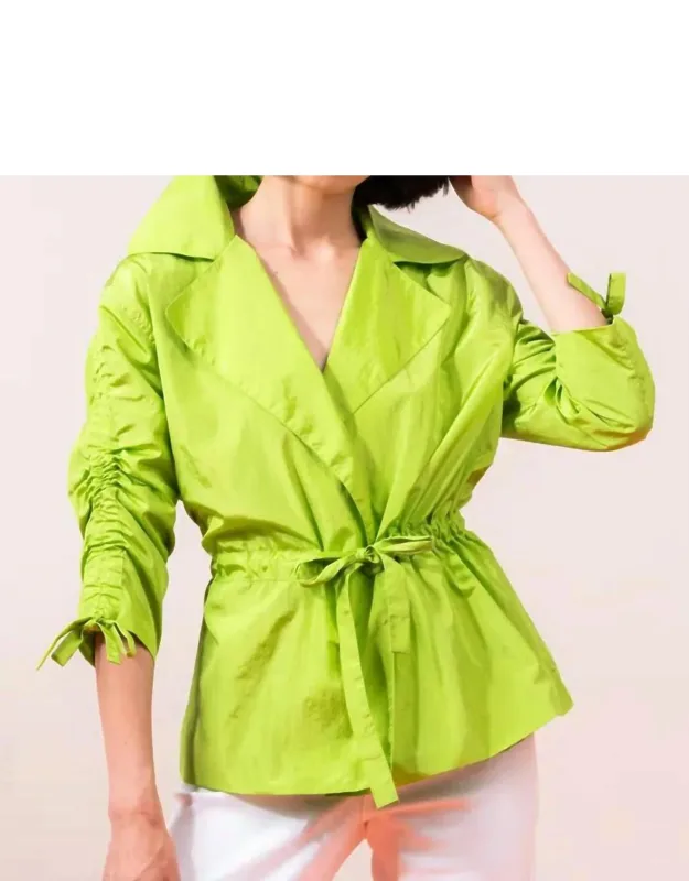 Ruched Sleeve Drawstring Jacket