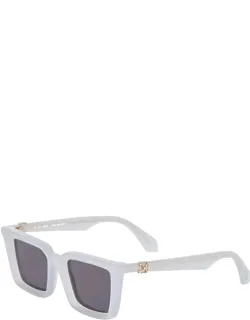 Sunglasses Square Full Rim, Shiny Light Grey Frame And Dark Grey Lens