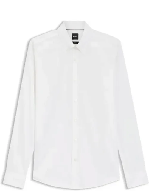 Slim-fit Shirt In Poplin With Embroidered Double B Monogram And Button-down Collar