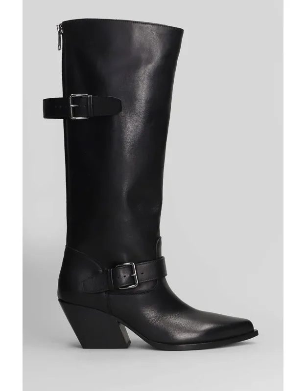 Texan Boots With Pointed Toe And Back Zip Fastening