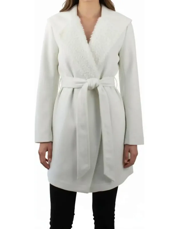 Hooded Shawl Collar Wrap Coat