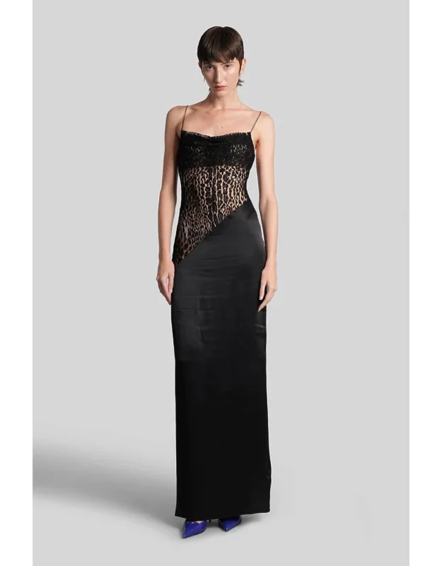 Long Dress With Wide Neckline And Thin Straps