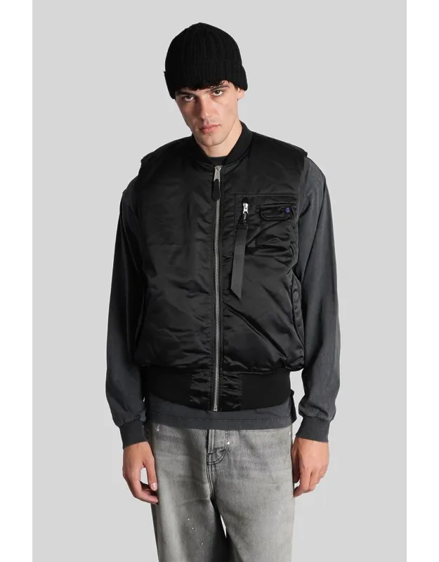 Bomber Jacket With Zip Closure And Pocket On Chest