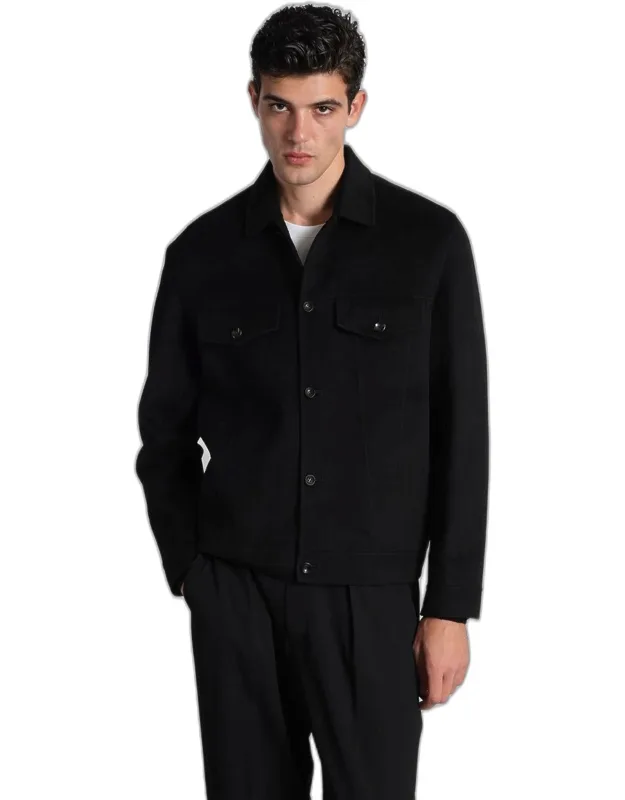 Casual Jacket With Classic Collar And Frontal Buttons Closure
