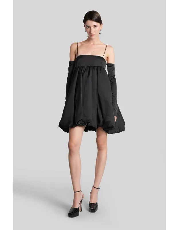 _rotate Birger Christensen Mini Dress, Straight Neckline, Thin Straps, Back Zip Fastening, Ballon Design_