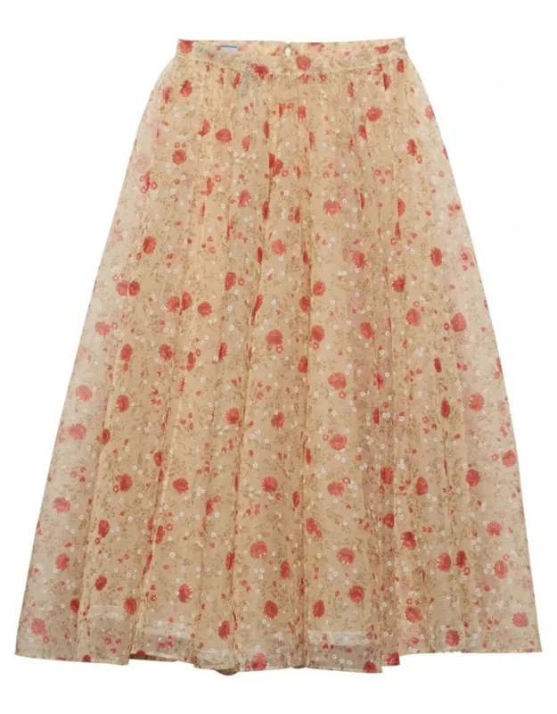 Poppy Print Nylonette Skirt