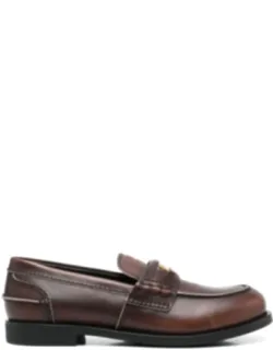Vintage-effect Leather Penny Loafers