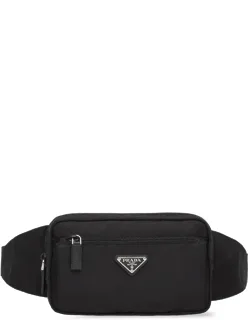 Re-nylon And Saffiano Leather Belt Bag