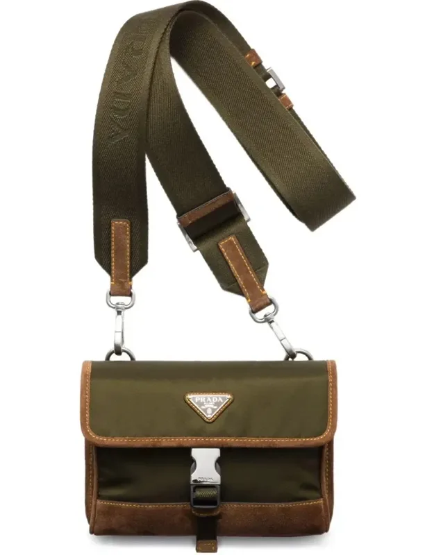 Re-nylon And Suede Smartphone Case Bag