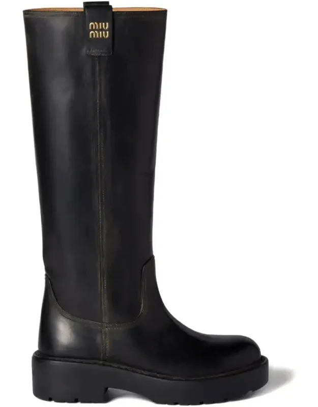 Antiqued Finish Leather Boots
