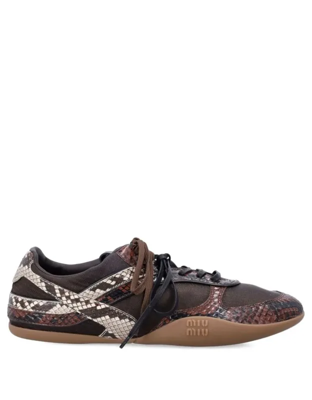 Gymnasium Technical Fabric And Python-print Ayers Leather Sneakers