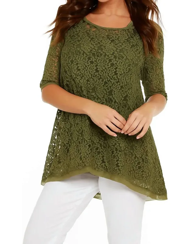 Lace Three Quarter Sleeve Tunic