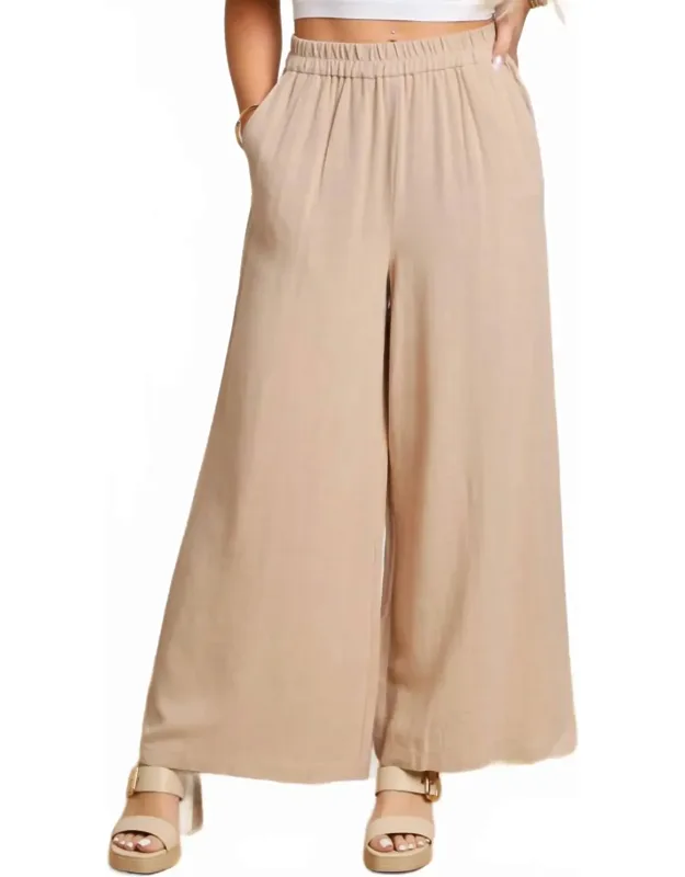 Linen Blend Wide Leg Pants