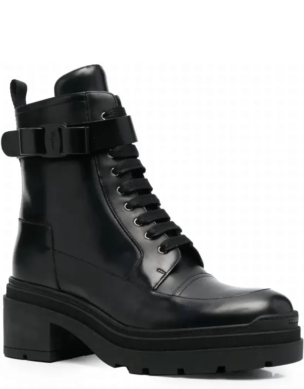 Chunky Leather Biker Boots