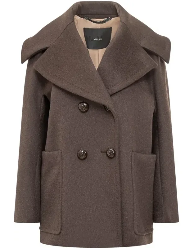 Double-breasted Coat With Wide Lapels And Patch Pockets
