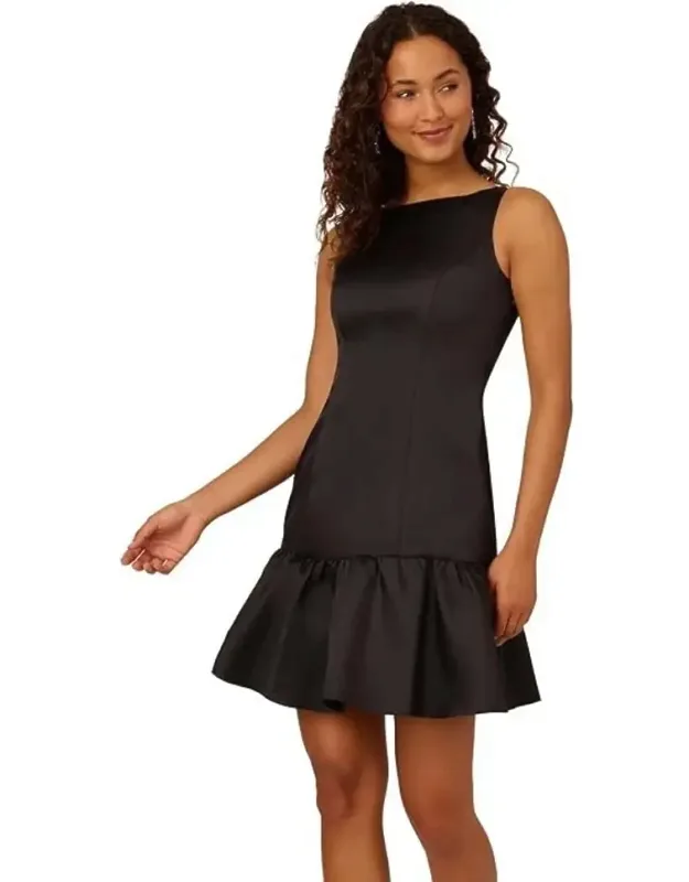 Mikado Dress With Ruffle Hem And Bow Back