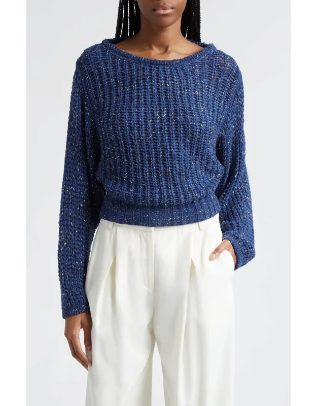 Clea Metallic Boat Neck Sweater