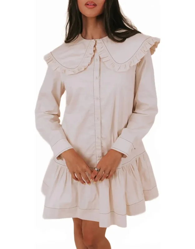 Ruffled Collar Mini Shirt Dress