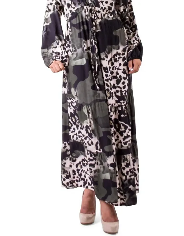 Safari Print Maxi Dress