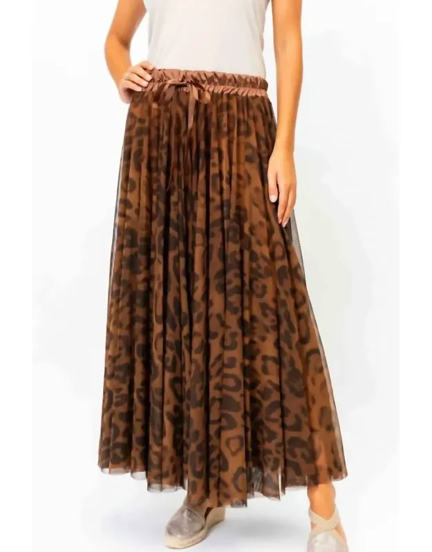 Leopard Print Long Tulle Maxi Skirt