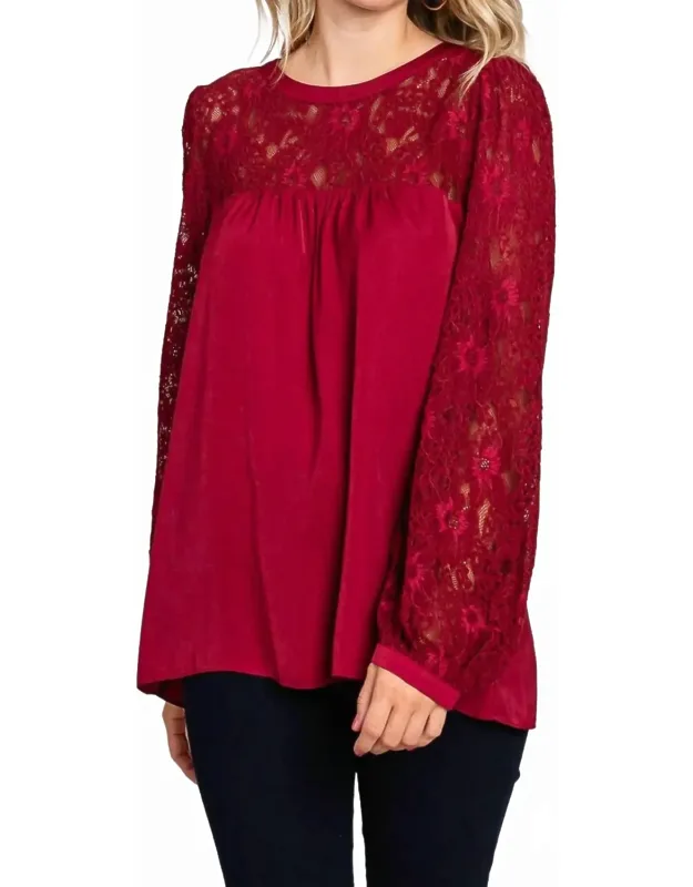 Satin Blouse With Laced Neckline