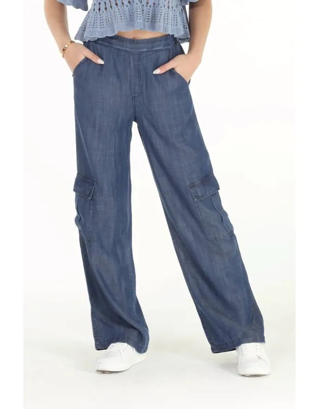 Tencel Wide Leg Cargo Pants