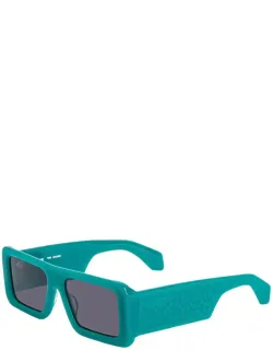 Sunglasses Square Full Rim, Teal Frame And Dark Grey Lens