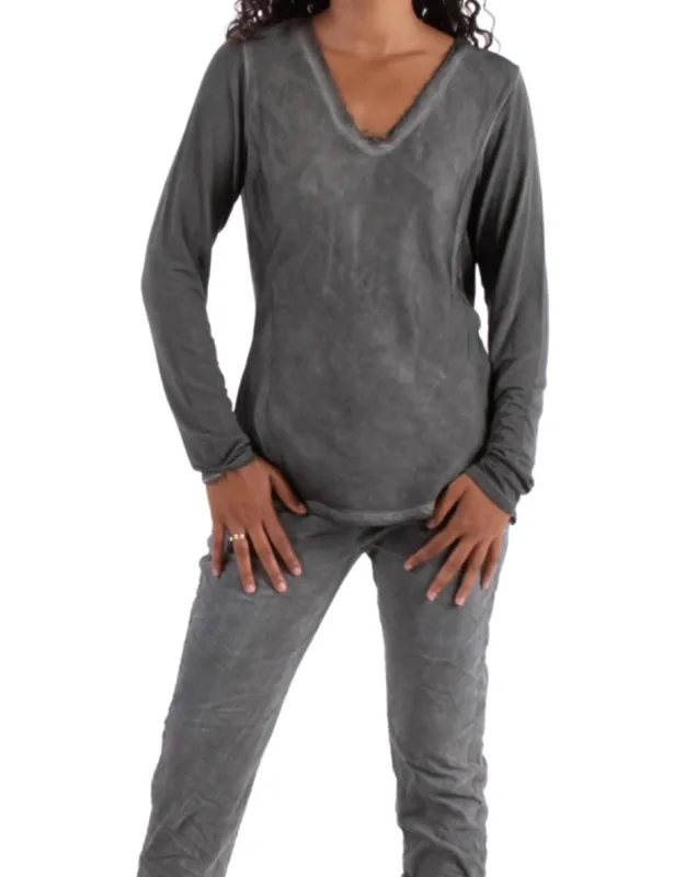 Raw Edge Long Sleeve Top