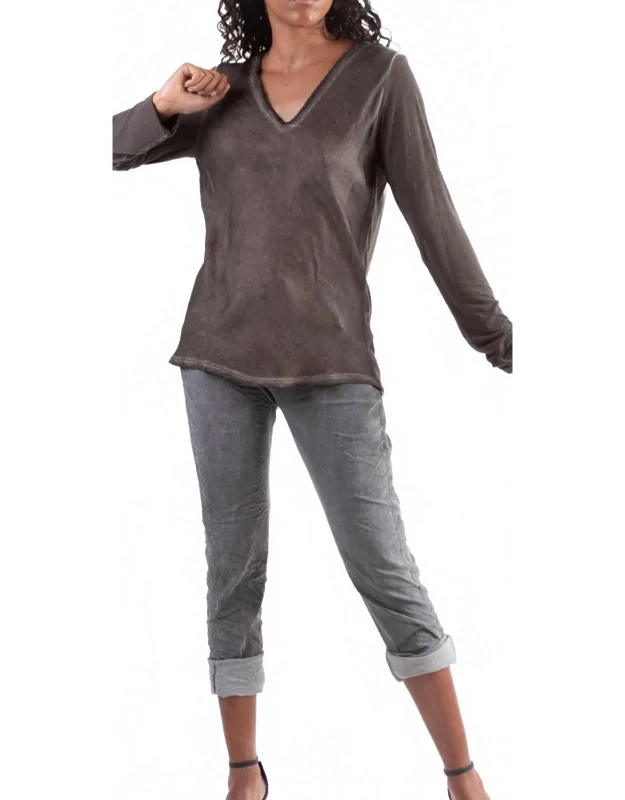 Raw Edge Long Sleeve Top