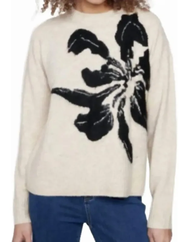 Floral Jacquard Crew Neck Sweater