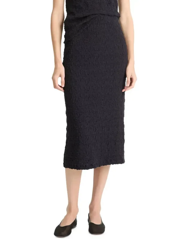 Smocked Midi Pencil Skirt
