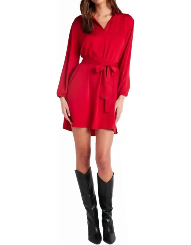 Belted Long Sleeve Shirt Dress
