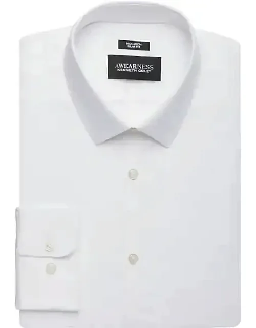 Awearness Kenneth Cole Slim Fit Performance Dress Shirt With Soft Cotton Blend And Stretch For Comfort