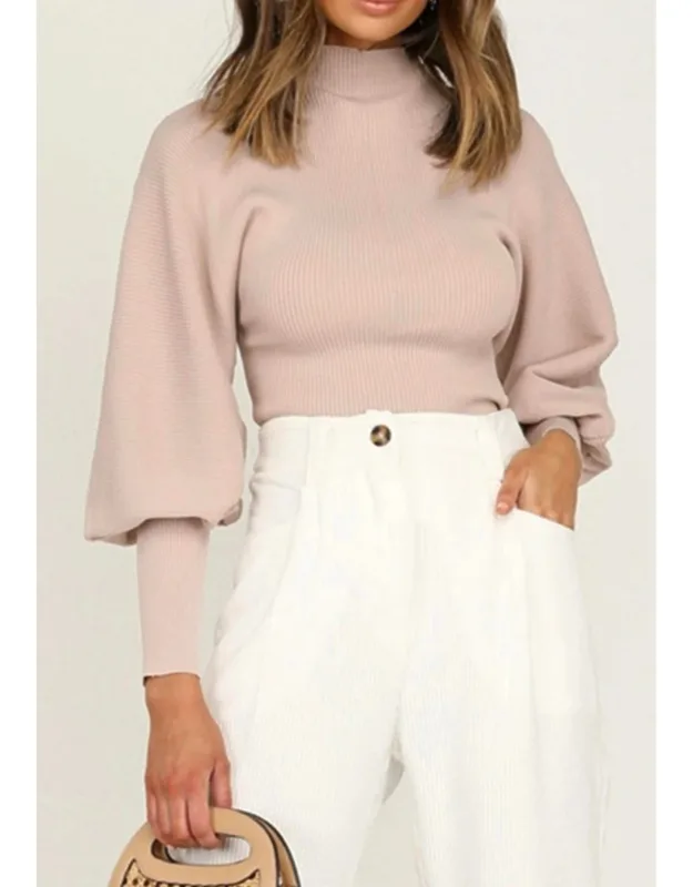 Mock Neckline Balloon Sleeve Top