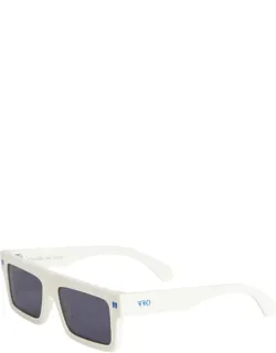 Sunglasses Square Full Rim, White Frame And Dark Grey Lens