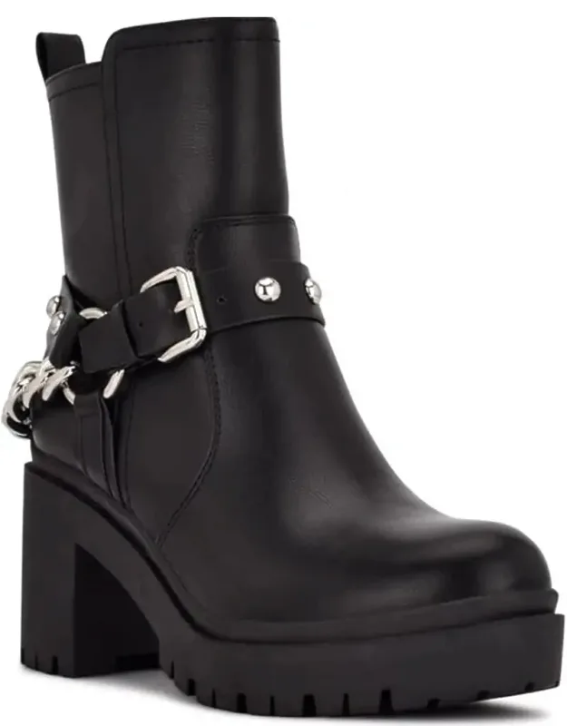 Quilip Boots Faux Leather Embellished Booties