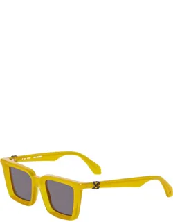 Off-white Sunglasses Square Full Rim, Shiny Light Grey Frame, Dark Grey Lens