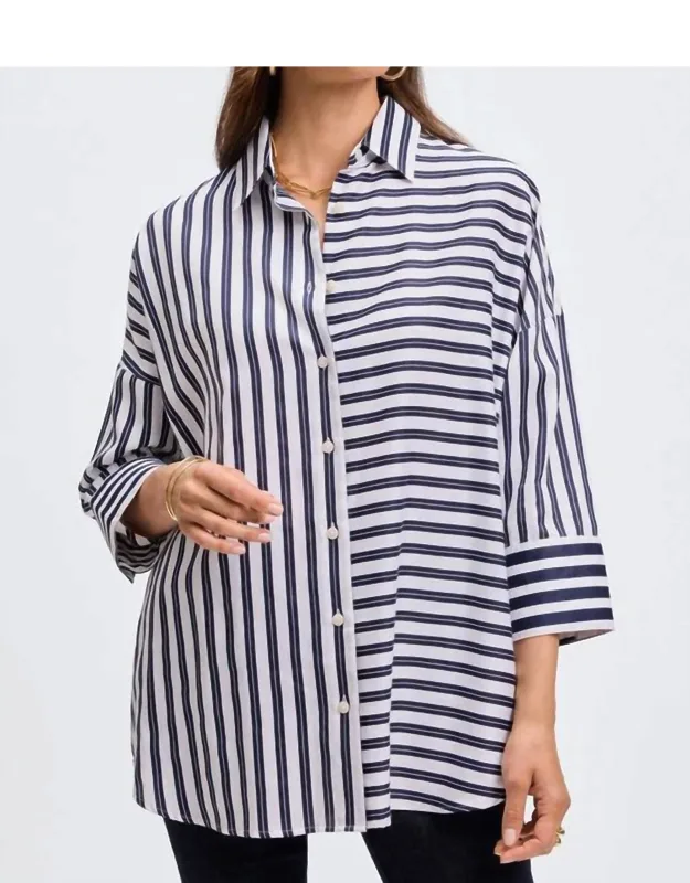 Avery Double Stripe Quarter Sleeve Top