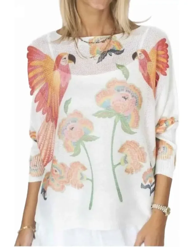 Parrot Print Batwing Sweater