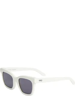 Sunglasses Square Full Rim, White Frame And Dark Grey Lens