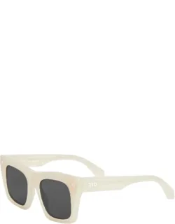 Off-white Sunglasses Square Full Rim, Shiny Pink Frame, Dark Grey Lens